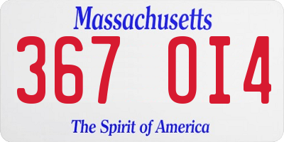 MA license plate 367OI4