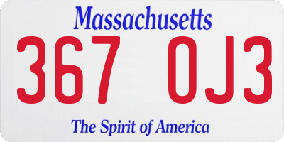 MA license plate 367OJ3