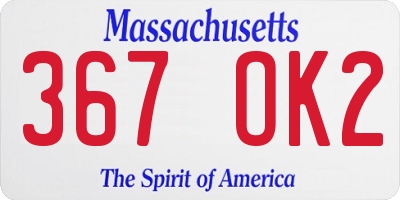 MA license plate 367OK2