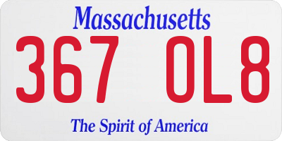MA license plate 367OL8