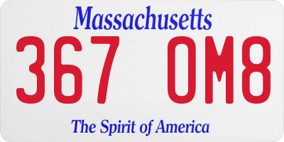 MA license plate 367OM8