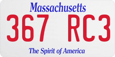 MA license plate 367RC3