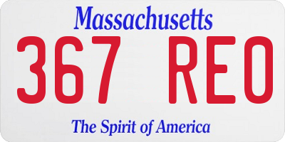 MA license plate 367RE0