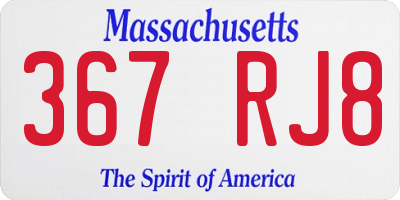 MA license plate 367RJ8