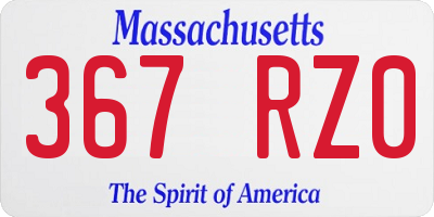 MA license plate 367RZ0