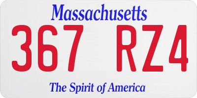MA license plate 367RZ4