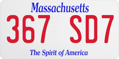 MA license plate 367SD7
