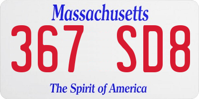 MA license plate 367SD8
