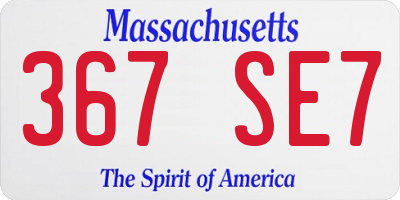 MA license plate 367SE7