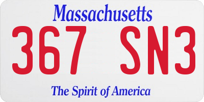 MA license plate 367SN3
