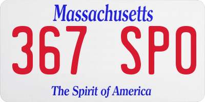 MA license plate 367SP0