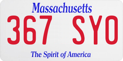 MA license plate 367SY0