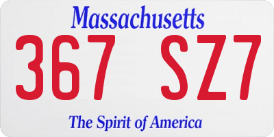MA license plate 367SZ7