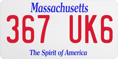 MA license plate 367UK6
