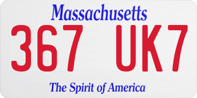 MA license plate 367UK7
