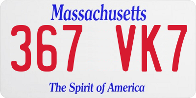 MA license plate 367VK7
