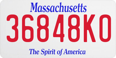 MA license plate 36848KO