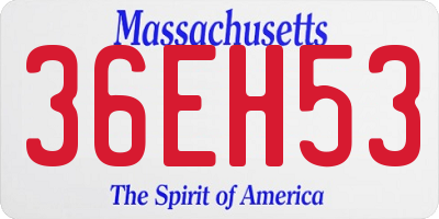 MA license plate 36EH53