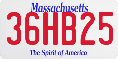 MA license plate 36HB25