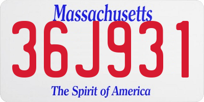 MA license plate 36J931