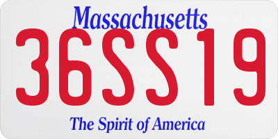 MA license plate 36SS19