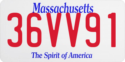 MA license plate 36VV91