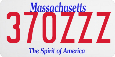 MA license plate 370ZZZ