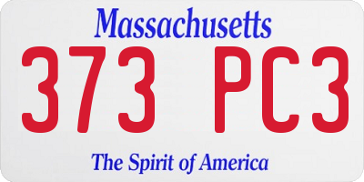 MA license plate 373PC3