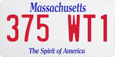 MA license plate 375WT1