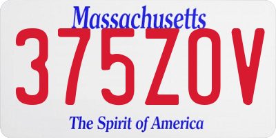 MA license plate 375ZOV