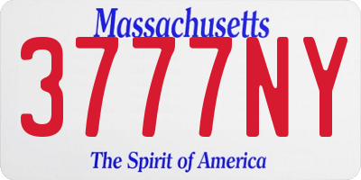 MA license plate 3777NY