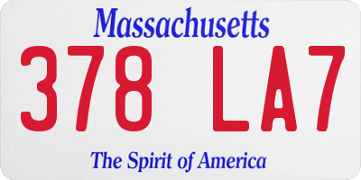 MA license plate 378LA7