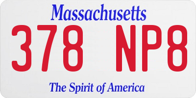 MA license plate 378NP8
