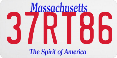 MA license plate 37RT86