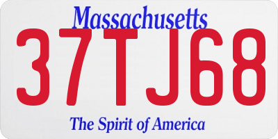 MA license plate 37TJ68