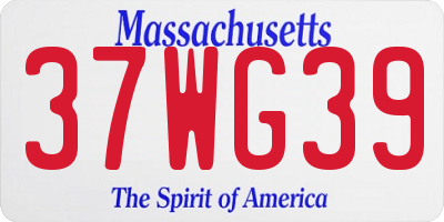 MA license plate 37WG39