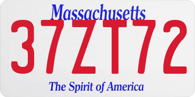 MA license plate 37ZT72