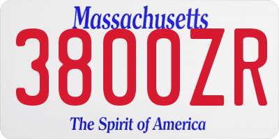 MA license plate 3800ZR