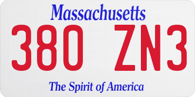 MA license plate 380ZN3