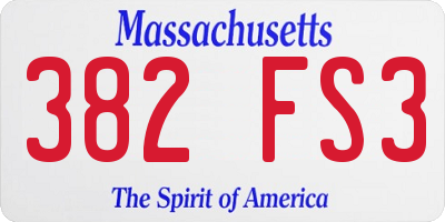 MA license plate 382FS3
