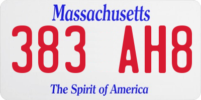 MA license plate 383AH8