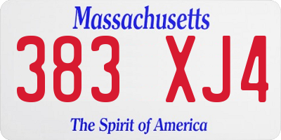 MA license plate 383XJ4