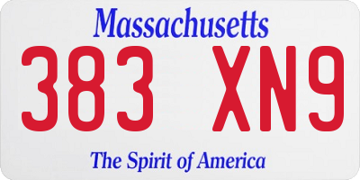 MA license plate 383XN9