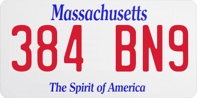 MA license plate 384BN9