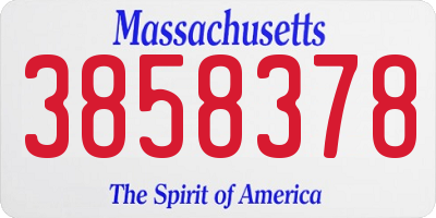 MA license plate 3858378