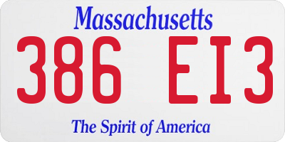 MA license plate 386EI3