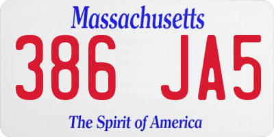 MA license plate 386JA5