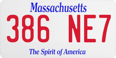 MA license plate 386NE7