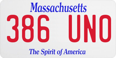 MA license plate 386UN0