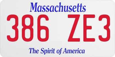 MA license plate 386ZE3